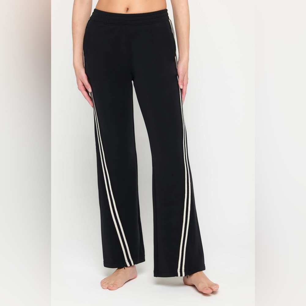 Spiritual Gangster Embry Black Flare Pants with White Stripes